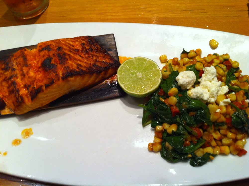 cedar plank salmon with corn and spinach succotash - yelp cedar plank salmon with corn and spinach succotash - yelp