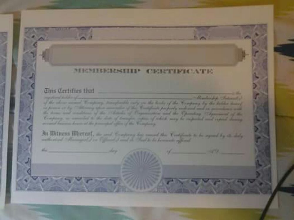 membership certificate llc