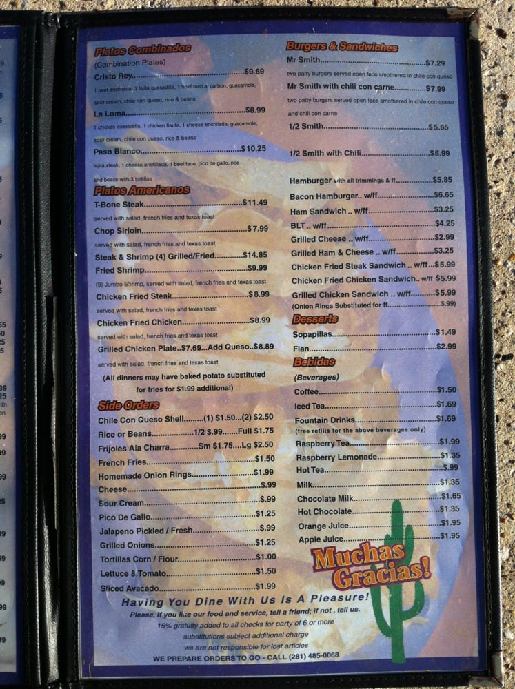 Juanito S Mexican Restaurant Menu Juanito S Mexican Restaurant Menu