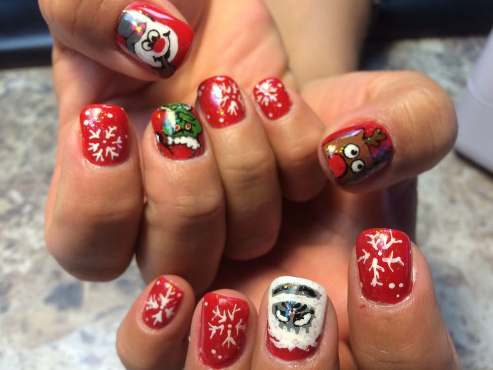 Wow Crazy Christmas Nails Depending On How Intricate The Design Photo Of Sy Nails By Brenda West Bend Wi United States Wow