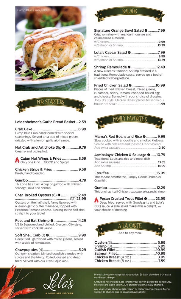 Lola S Louisiana Kitchen Las Vegas Menu Lola S Louisiana Kitchen Las Vegas Menu