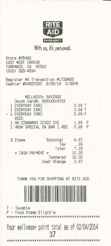 my receipt showing that