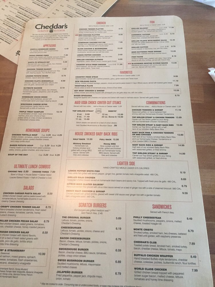 Online Menu Of Cheddars Scratch Kitchen Restaurant