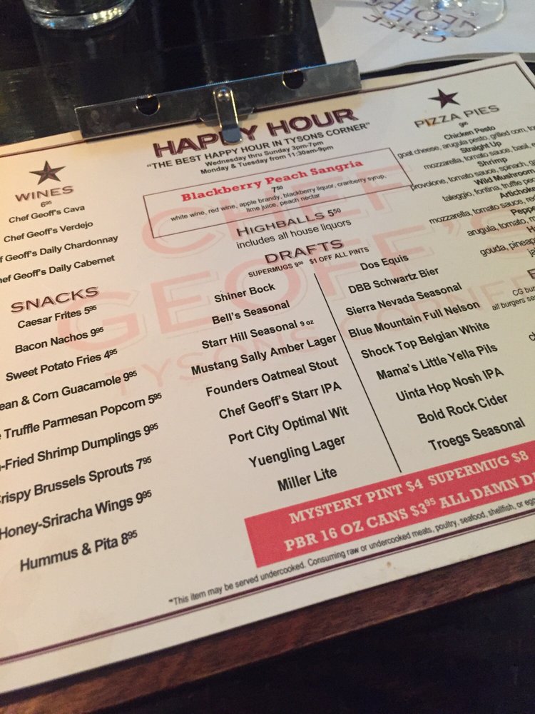 Happy Hour Yelp Photo Of Chef Geoff S Tysons Corner Vienna Va United States Happy Hour