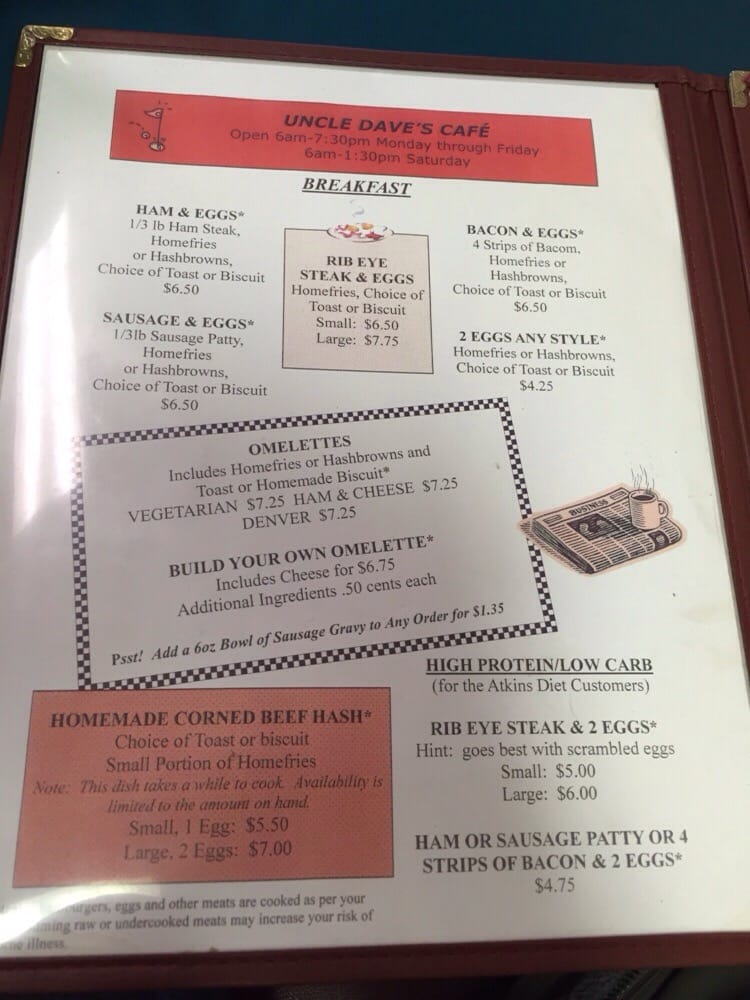 Uncle Dave S Cafe Port Orchard Menu Uncle Dave S Cafe Port Orchard Menu