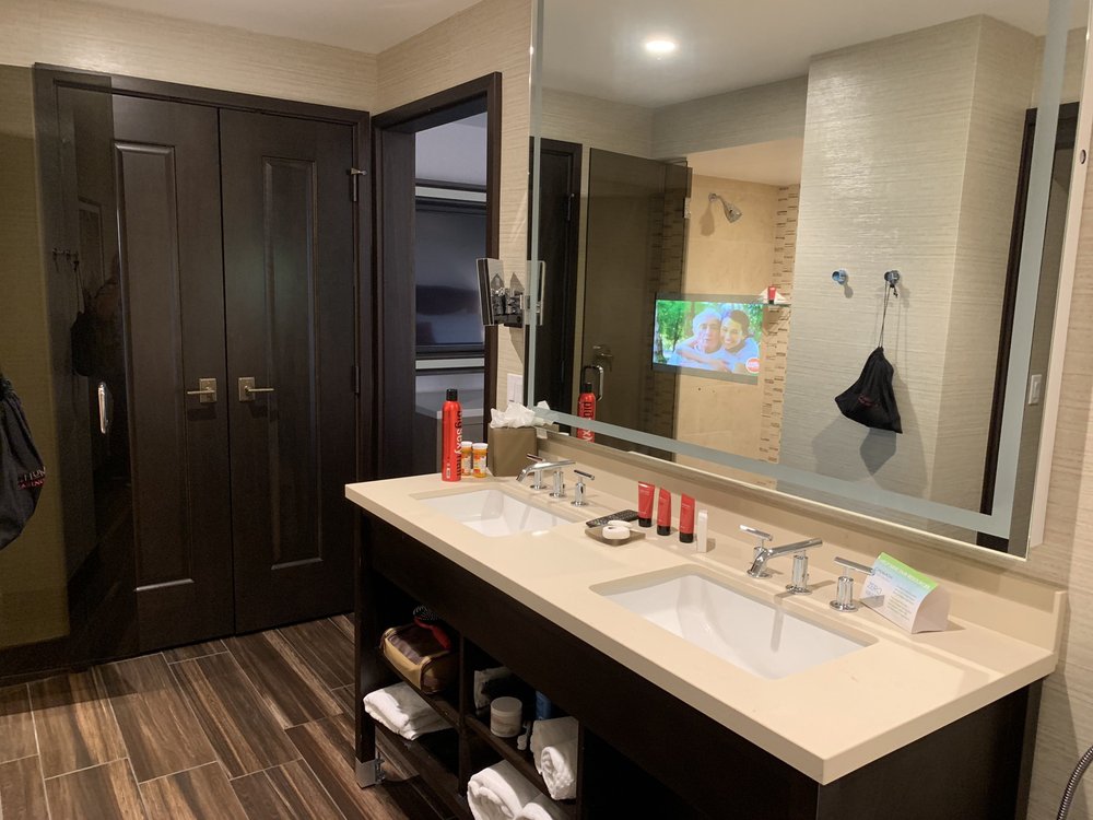 Vanity With Illuminated Mirrors And Tv Inside The Mirror Yelp Vanity With Illuminated Mirrors And Tv Inside The Mirror Yelp