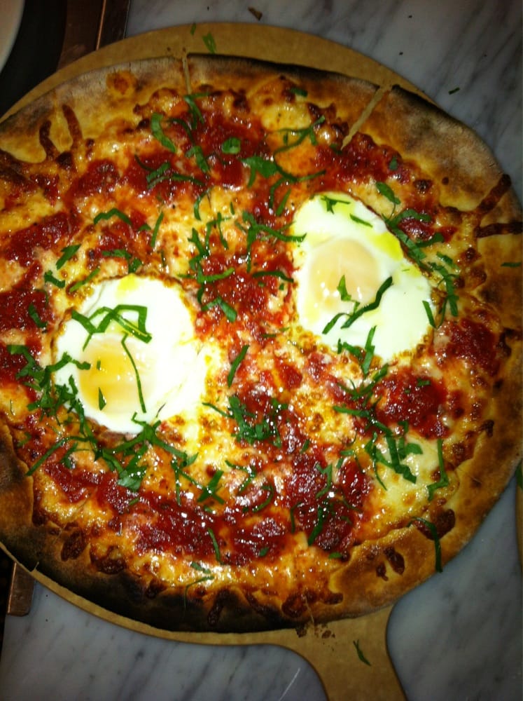 Egg pizza w/crispy pancetta,eggs and basil Yelp