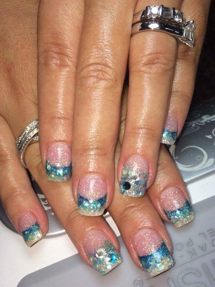 Beach Nails Crushed Shell Encapsulated With Glitter Photo Of T Nails Spa Oviedo Fl United States Beach