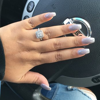 Dip Powder manicure with Coffin Shape on natural nails. By