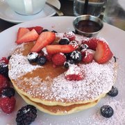 On Rodeo Bistro & Lounge - Beverly Hills, CA, United States. Pancakes with fresh fruit.