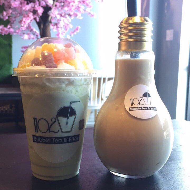 1102 matcha blended amp lightbulb black milk tea really boba in a light bulb