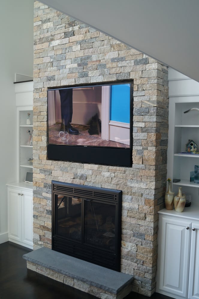 Tv Over Stone Fireplace Ideas Design
