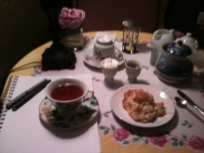 Tea, homemade scone, cream, jam, and happiness. Yelp