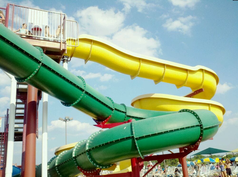 Outdoor water slides! Yelp
