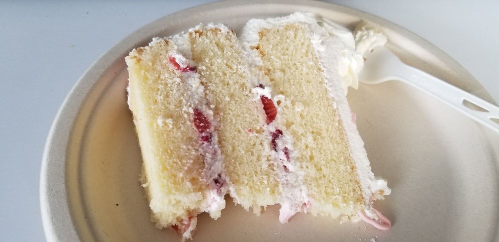 STRAWBERRY CHIFFON Layers of vanilla cake, filled and