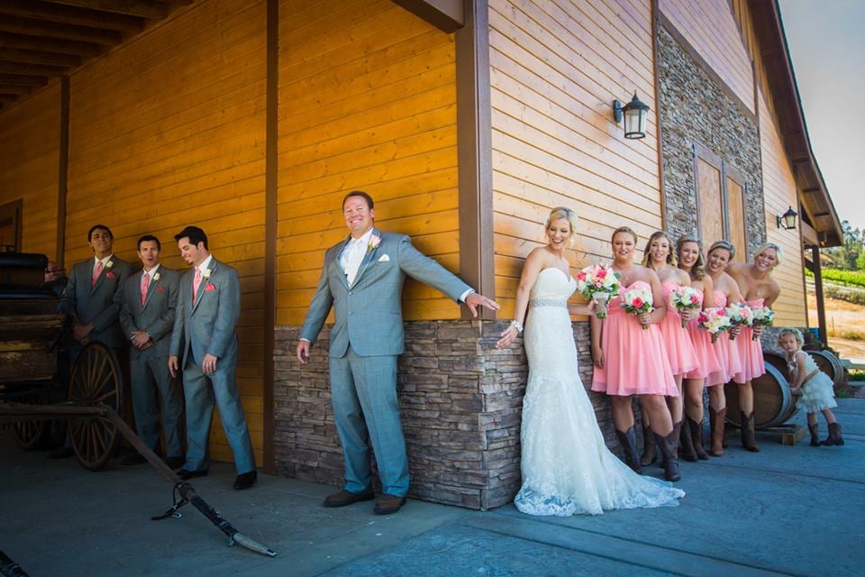 First Look Groom Groomsmen Bride Bridesmaids Longshadow Ranch 72 Photos For South Bay Studio