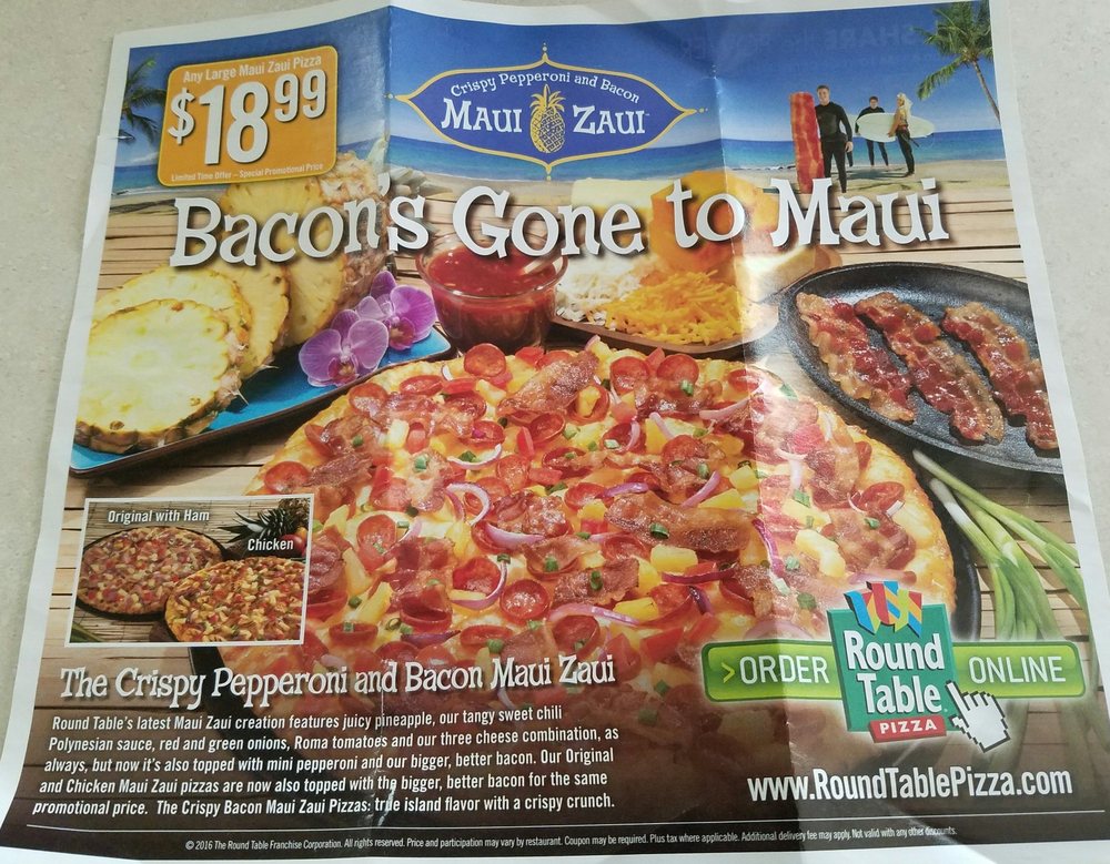 Mailbox Ads Feature Specials Like This 18 99 Large Maui Zaui Yelp Photo Of Round Table Roseburg Or United States Mailbox Ads Feature