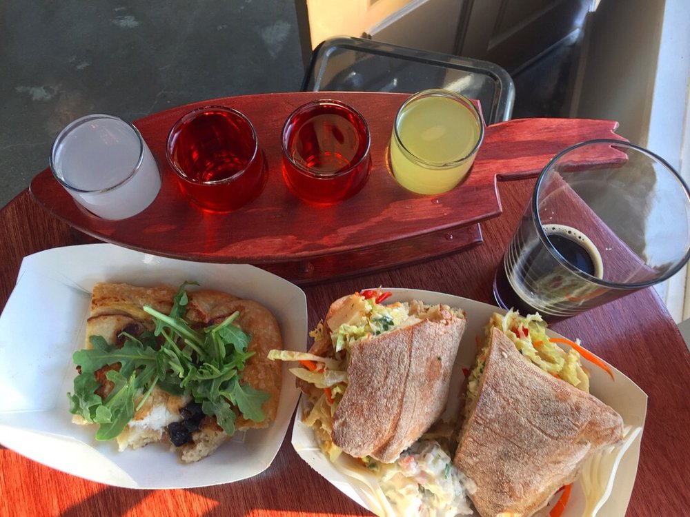 Soda Flight American Chocolate Brown Ale And Vegan Food From S M Photo Of Cosmic Brewery Torrance Ca United States Soda Flight American