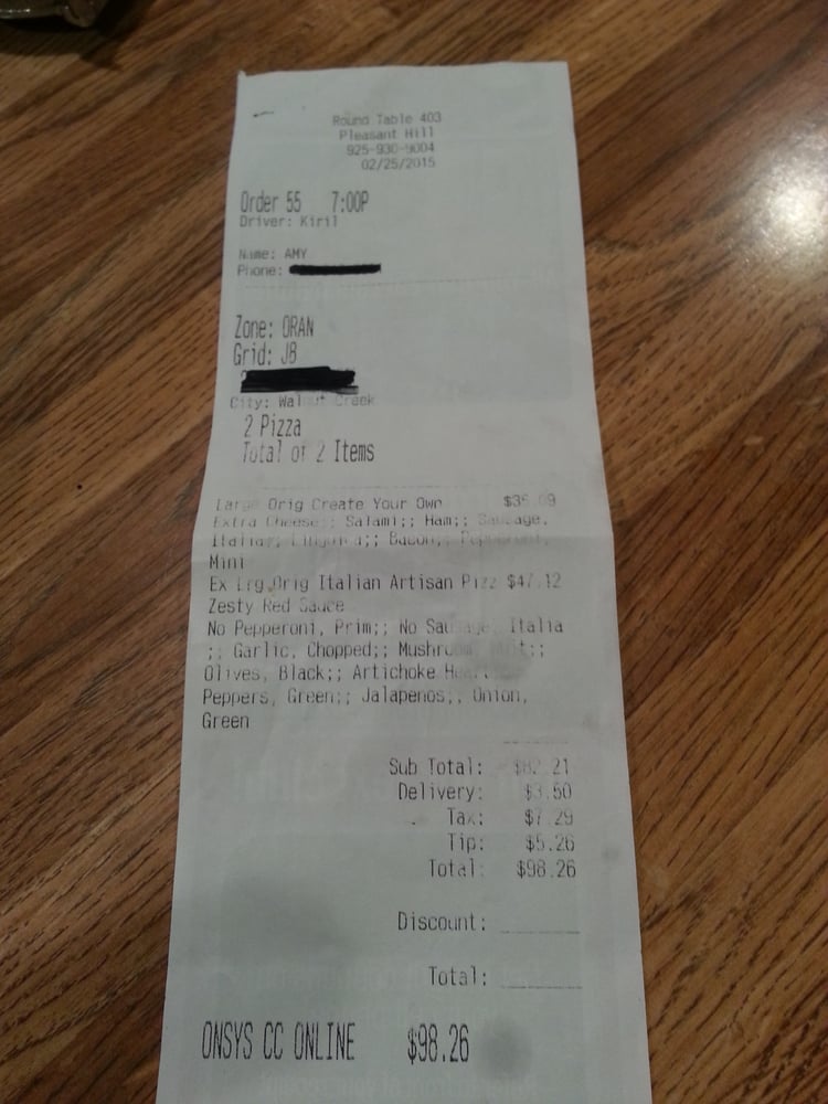98 For Two S Never Again Will We Eat At This Round Photo Of Round Table Pleasant Hill Ca United States 98 For