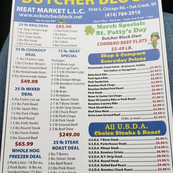 Butcher Block Meat Market 32 Photos 12 Reviews S Photo Of Butcher Block Meat Market Oak Creek Wi United States Menu