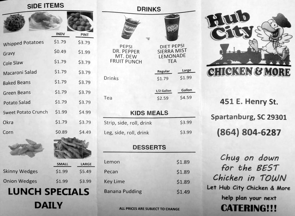 Hub City Chicken & More Fast Food 451 E Henry St, Spartanburg, SC
