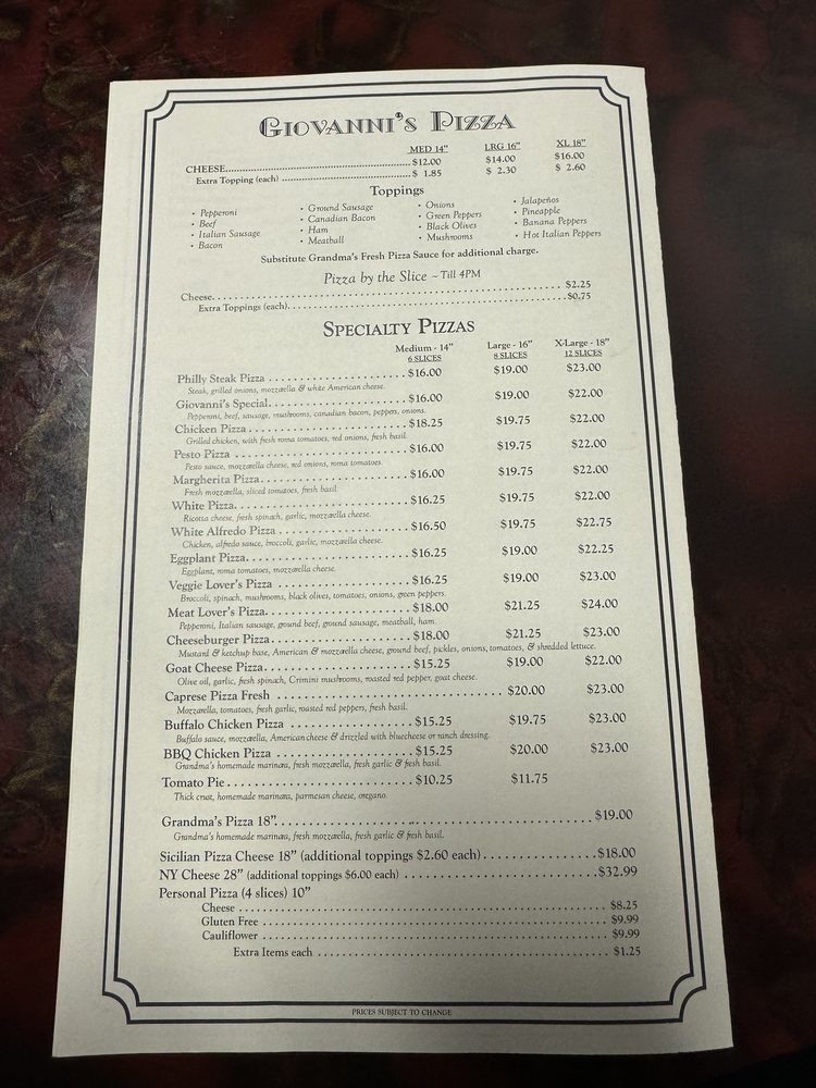 Giovanni's Pizza & Pasta