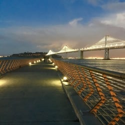 Pier 14 - San Francisco, CA, United States. Pier 14 at Dusk with the Bay Bridge