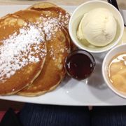 Photo of Bayaroma - Torquay Queensland, Australia. Pancakes with maple syrup, candied banana, ice cream and cream. Yummy