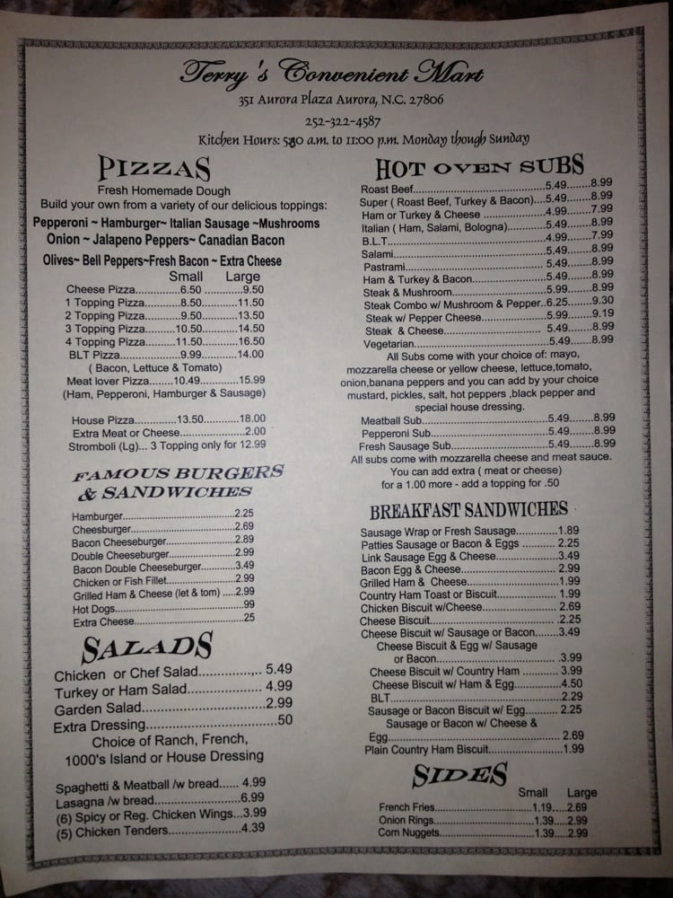 Terry’s Convenient Mart Grocery 351 Aurora Plz & Hwy 33 E, Aurora, NC Phone Number Yelp
