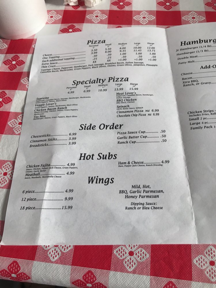 Menu at Dot's Place restaurant, Brownsboro