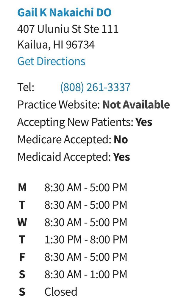 image of business Gail K Nakaichi, DO