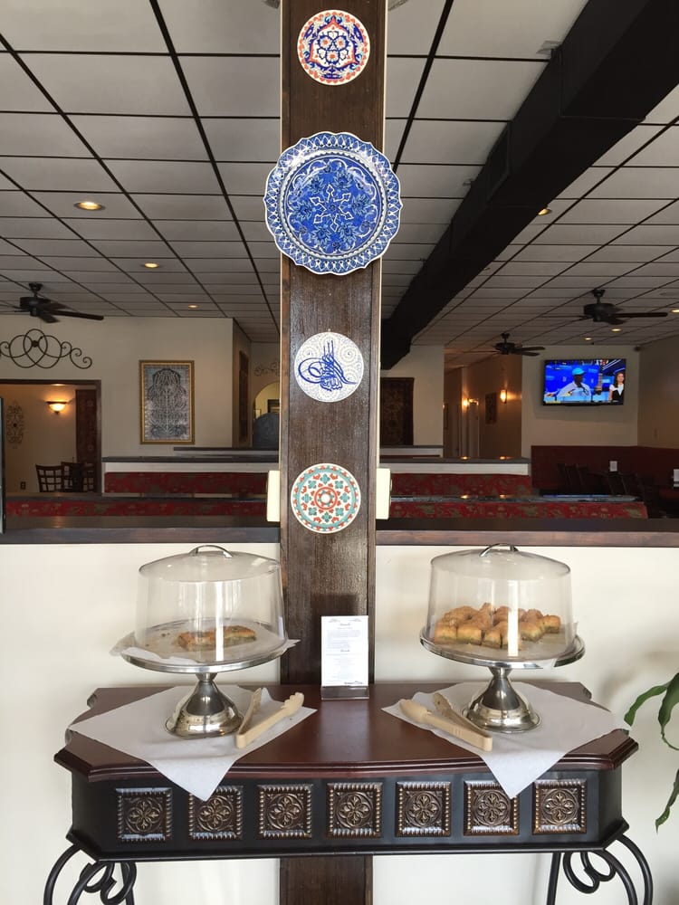 Nice Turkish Decor And Display Of Desserts Kadayif Pistachio Photo Of Green Olive Restaurant Columbia Sc United States Nice Turkish Decor