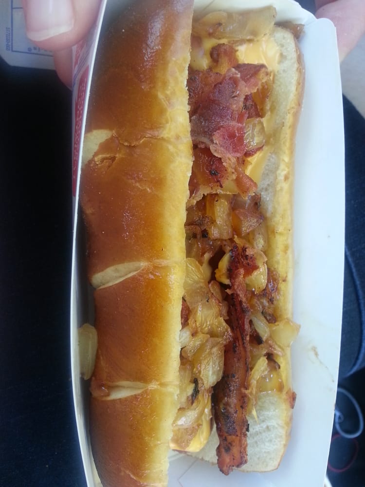 Cheesy bacon pretzel dog...why do commercials always make it look