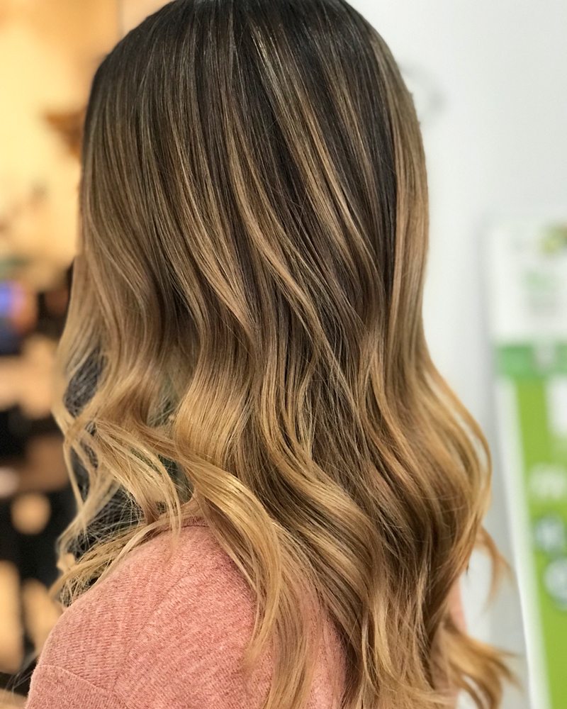 Golden blonde Balayage ombré hair w Olaplex , Yelp