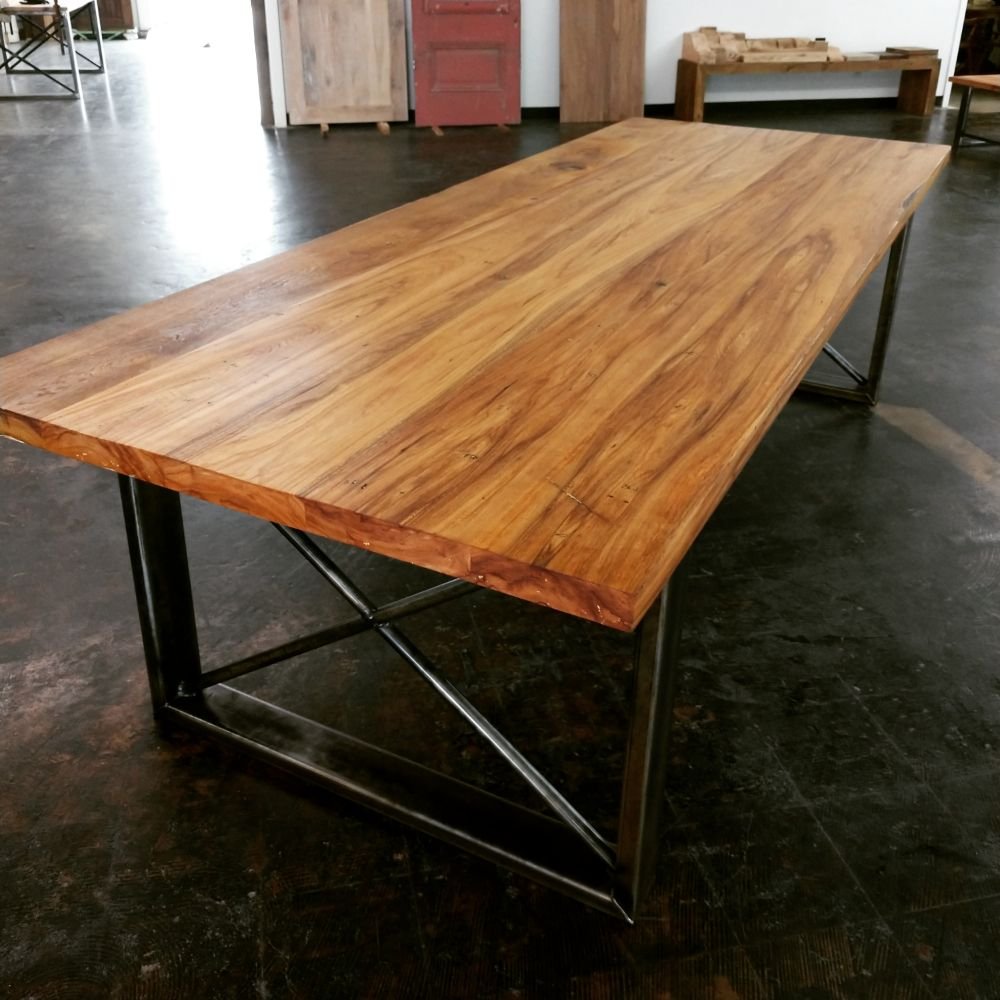 Reclaimed Chestnut Table With Metal Base Yelp Photo Of The Reclaimed Wood Houston Tx United States Chestnut