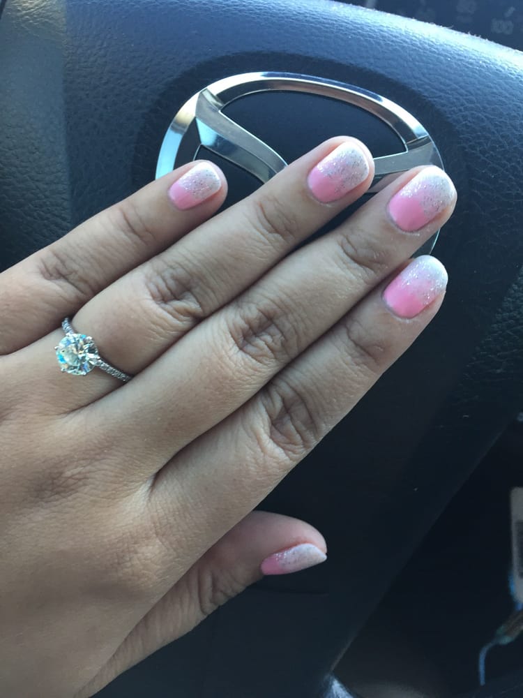 Pink And White Ombré With Glitter Gel Manicure Yelp