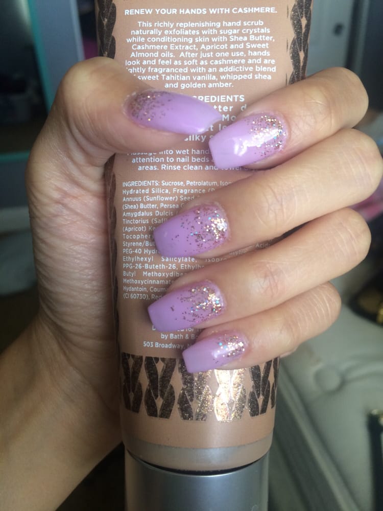 Coffin Nails With A Glitter Fade From The Bottom By Tom Yelp Photo Of The Nail Bar Henderson Nv United States Coffin Nails With