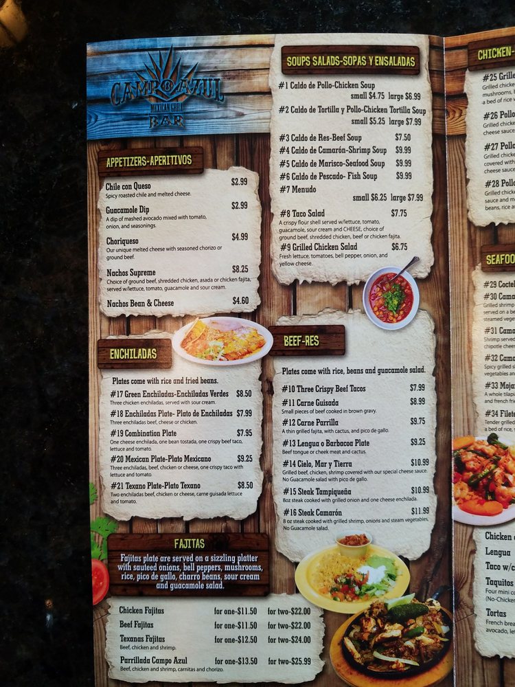 Online Menu of Campo Azul Mexican Grill & Bar Restaurant