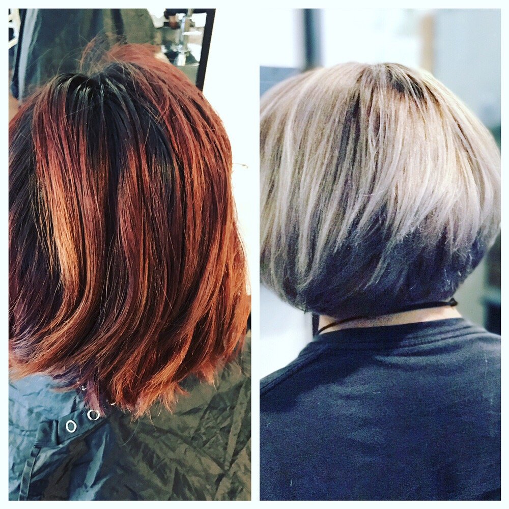 Red To Ash Silver Blonde Color Client Yelp