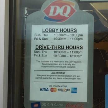 Post navigation Dairy Queen Hours of Operation Nearby Dairy Queen locations, hours of operation, phone numbers and maps Please find a list and map of nearby Dairy Queen locations as well as the associated Dairy Queen location hours of operation, address, phone number .