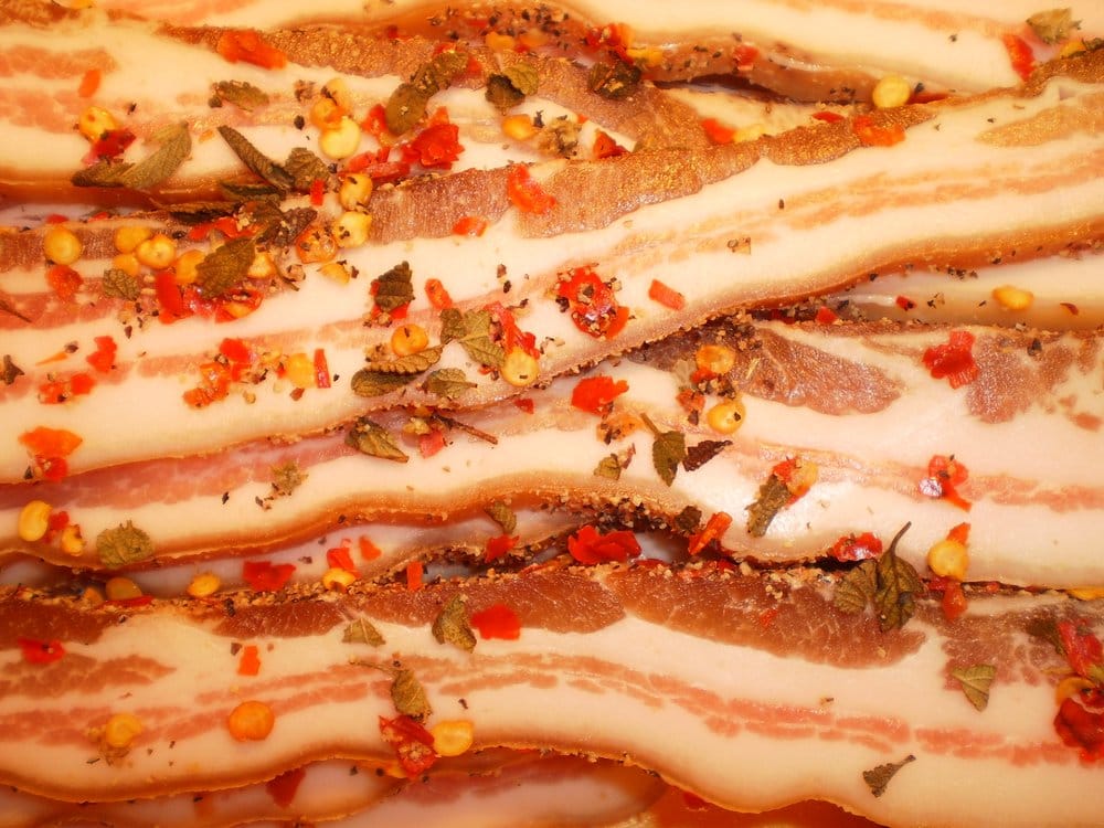 Basque Bacon. A dry cured, rind on Bacon done in the traditional French