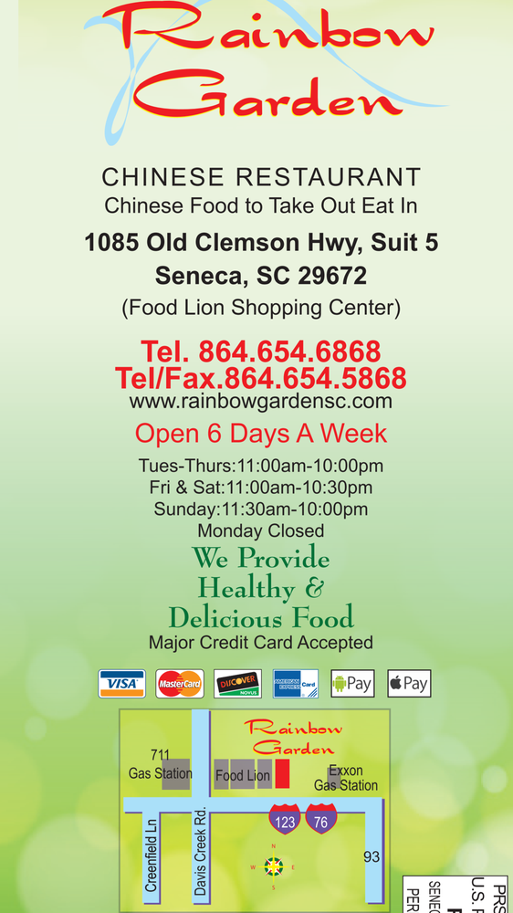Rainbow Garden Chinese Restaurant Chinese 1085 Old Clemson Hwy, Seneca, SC Restaurant