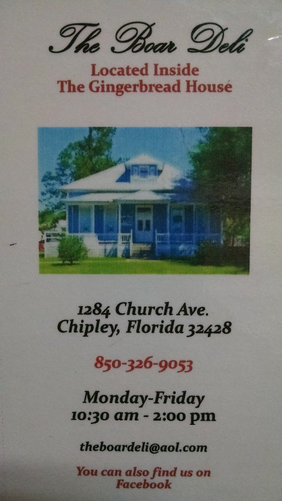 The BoarDeli Sandwiches 1284 Church Ave, Chipley, FL Restaurant