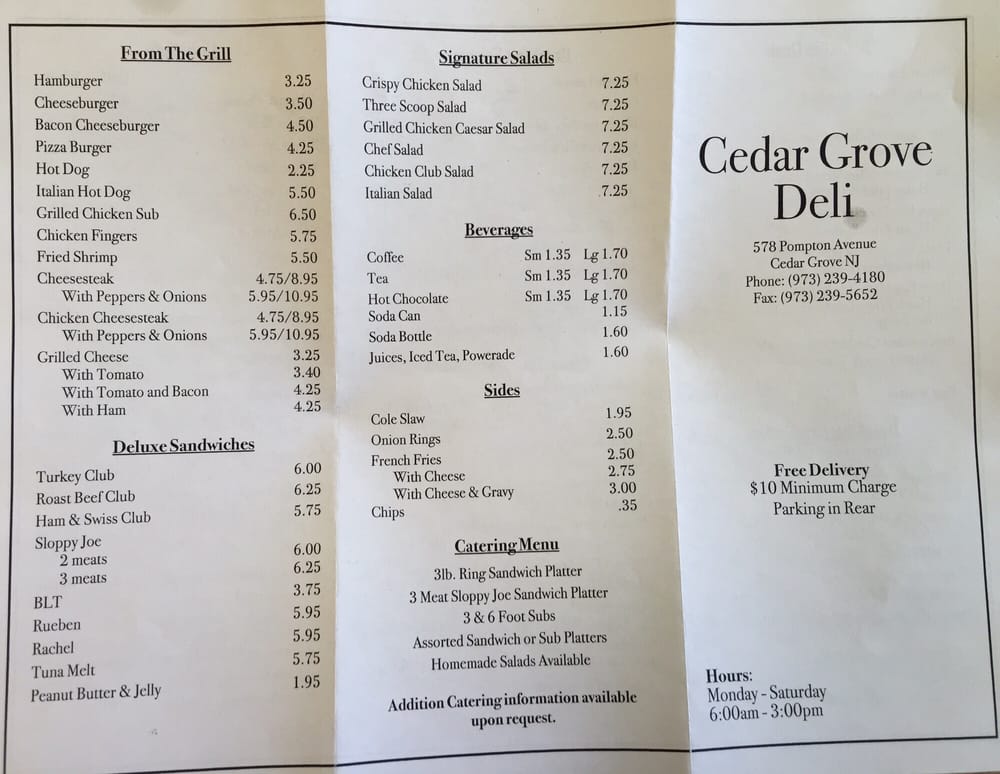 Cedar Grove Deli & Caterers Caterers 578 Pompton Ave, Cedar Grove