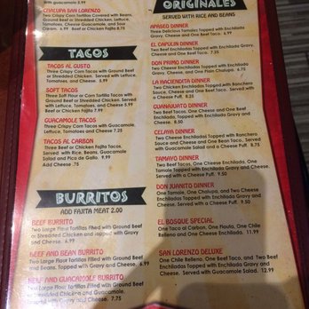 San Lorenzo Mexican Restaurant Dickinson Tx Menu San Lorenzo Mexican Restaurant Dickinson Tx Menu