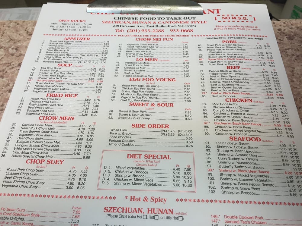 Chef Chan Resturant 16 Reviews Chinese 238 Paterson Ave, East