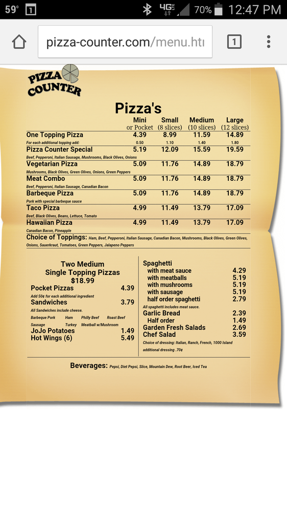 Pizza Counter 10 Reviews Pizza 610 Veterans Memorial Hwy, Council