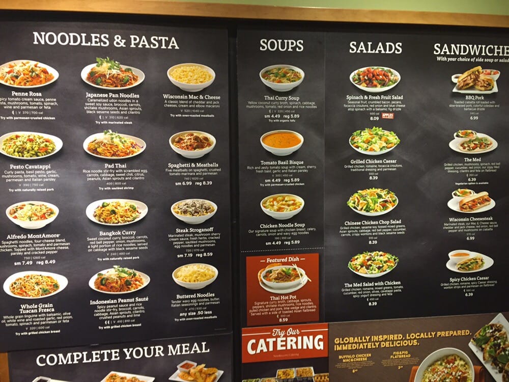 Noodles And Company Printable Menu