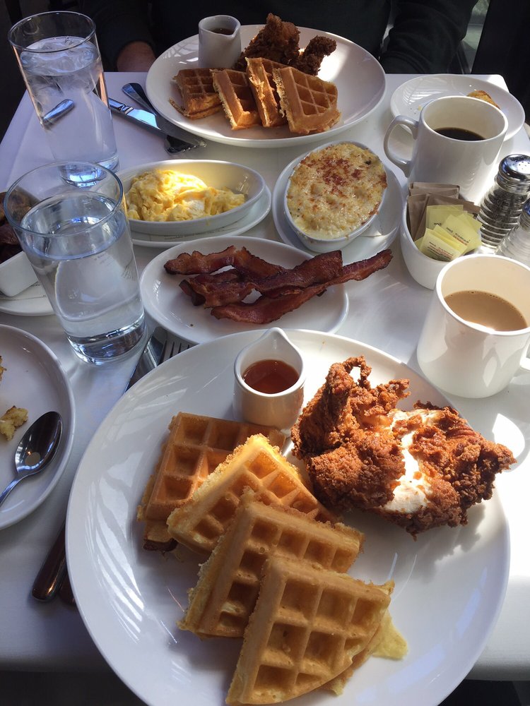 South City Kitchen Buckhead bacon, eggs, grits, and chicken and waffles! awesome meal. great South City Kitchen Buckhead bacon, eggs, grits, and chicken and waffles! awesome meal. great