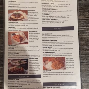 Da Kitchen Menu Kahului Hi Da Kitchen Menu Kahului Hi